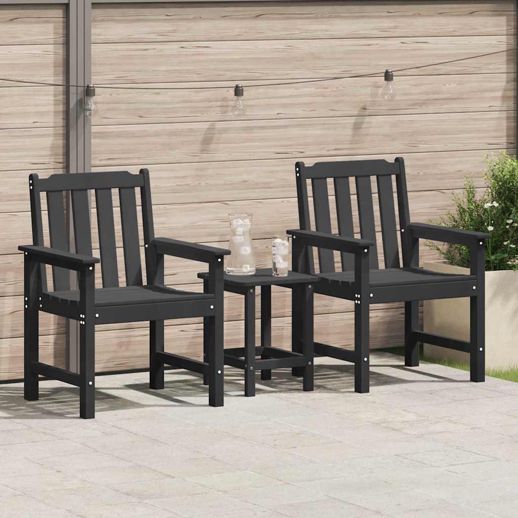 Καρέκλα φαγητού κήπου 2 pcs Μαύρο 65,5 x 59 x 88 εκ HDPE