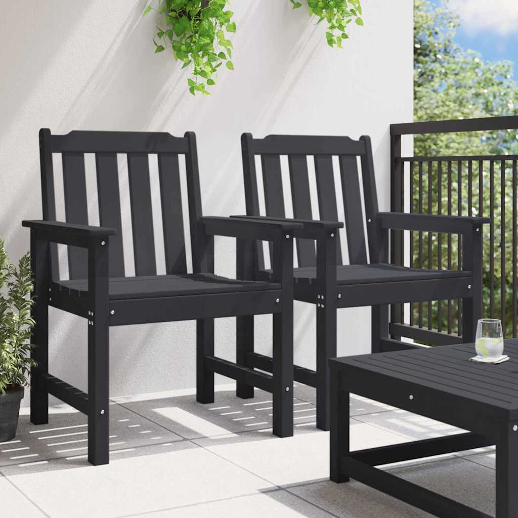 Καρέκλα φαγητού κήπου 2 pcs Μαύρο 65,5 x 59 x 88 εκ HDPE