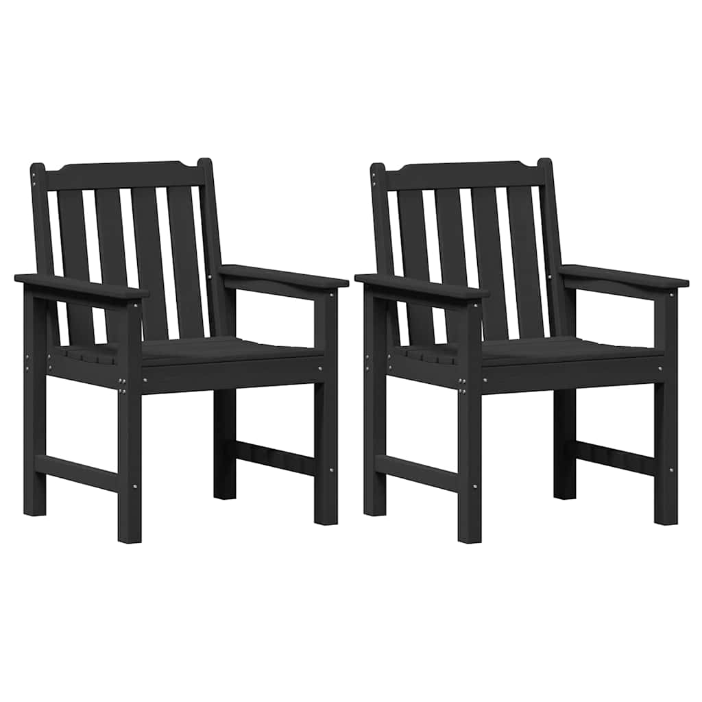 Καρέκλα φαγητού κήπου 2 pcs Μαύρο 65,5 x 59 x 88 εκ HDPE