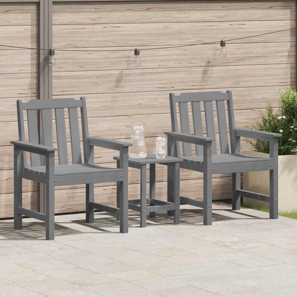 Καρέκλα φαγητού κήπου 2 pcs Ανοιχτό γκρι 65,5 x 59 x 88 εκ HDPE