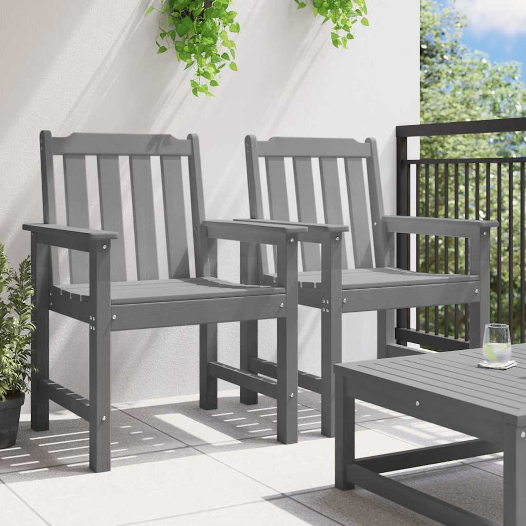 Καρέκλα φαγητού κήπου 2 pcs Ανοιχτό γκρι 65,5 x 59 x 88 εκ HDPE