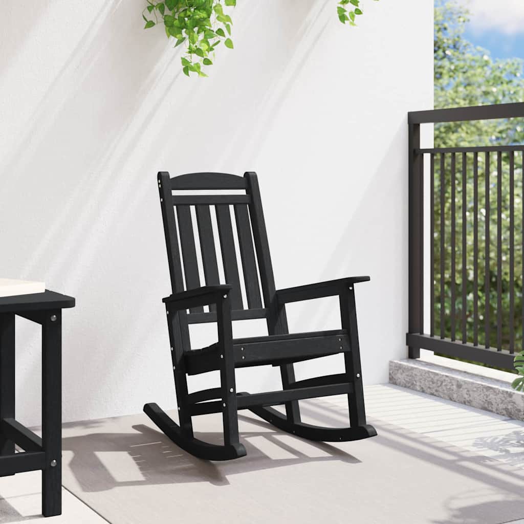 Κουνιστή Καρέκλα Κήπου Μαύρο 92 x 70 x 108εκ HDPE
