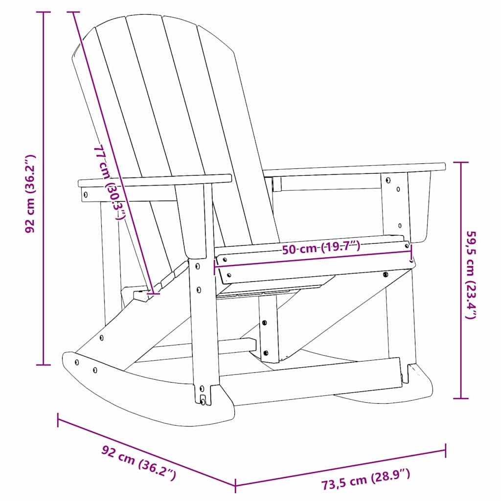 Καθιστική Καρέκλα Ροκ Adirondack Σκούρο μπλε 92 x 73,5 x 92 εκ