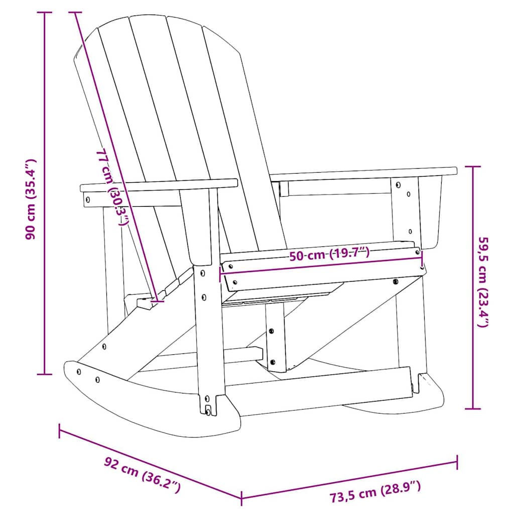 Καθιστική Καρέκλα Ροκ Adirondack Μαύρο HDPE