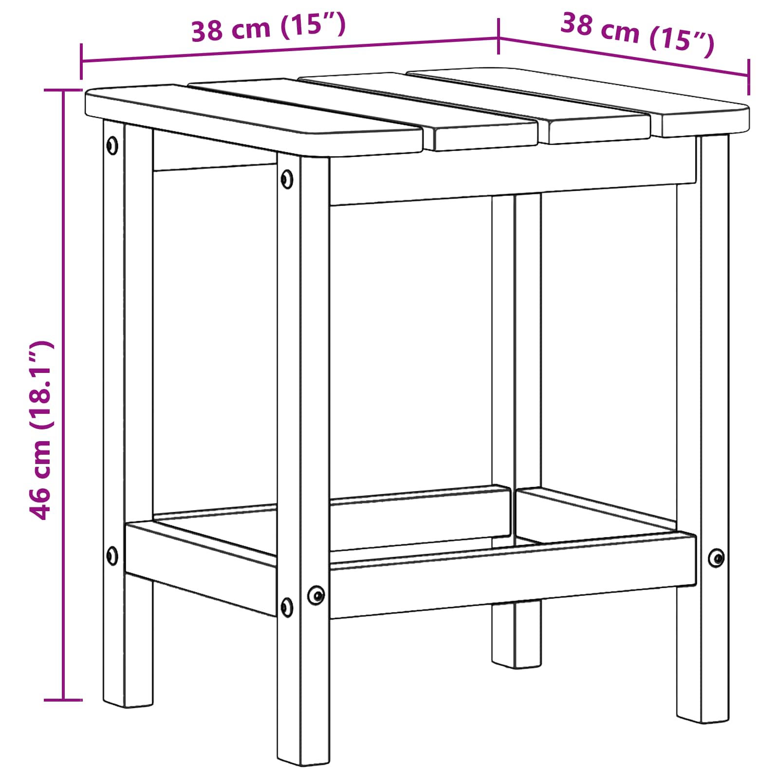 Τραπεζάκι Πλευράς Λευκό 38 x 38 x 46 εκ. Πολυαιθυλένιο - Pakobazaar