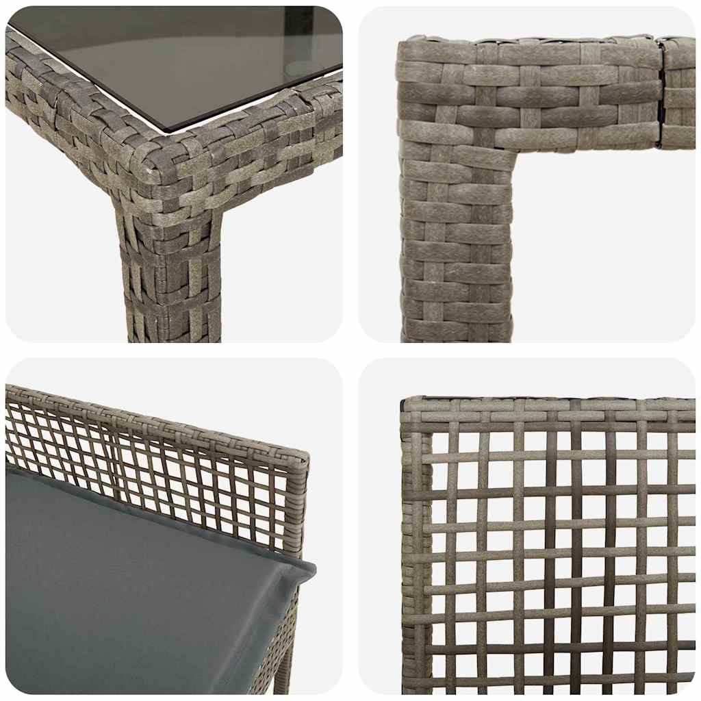 Σέτ φαγητού για κήπο 9 pcs Γκρι συνθετικό ρατάν - Pakobazaar