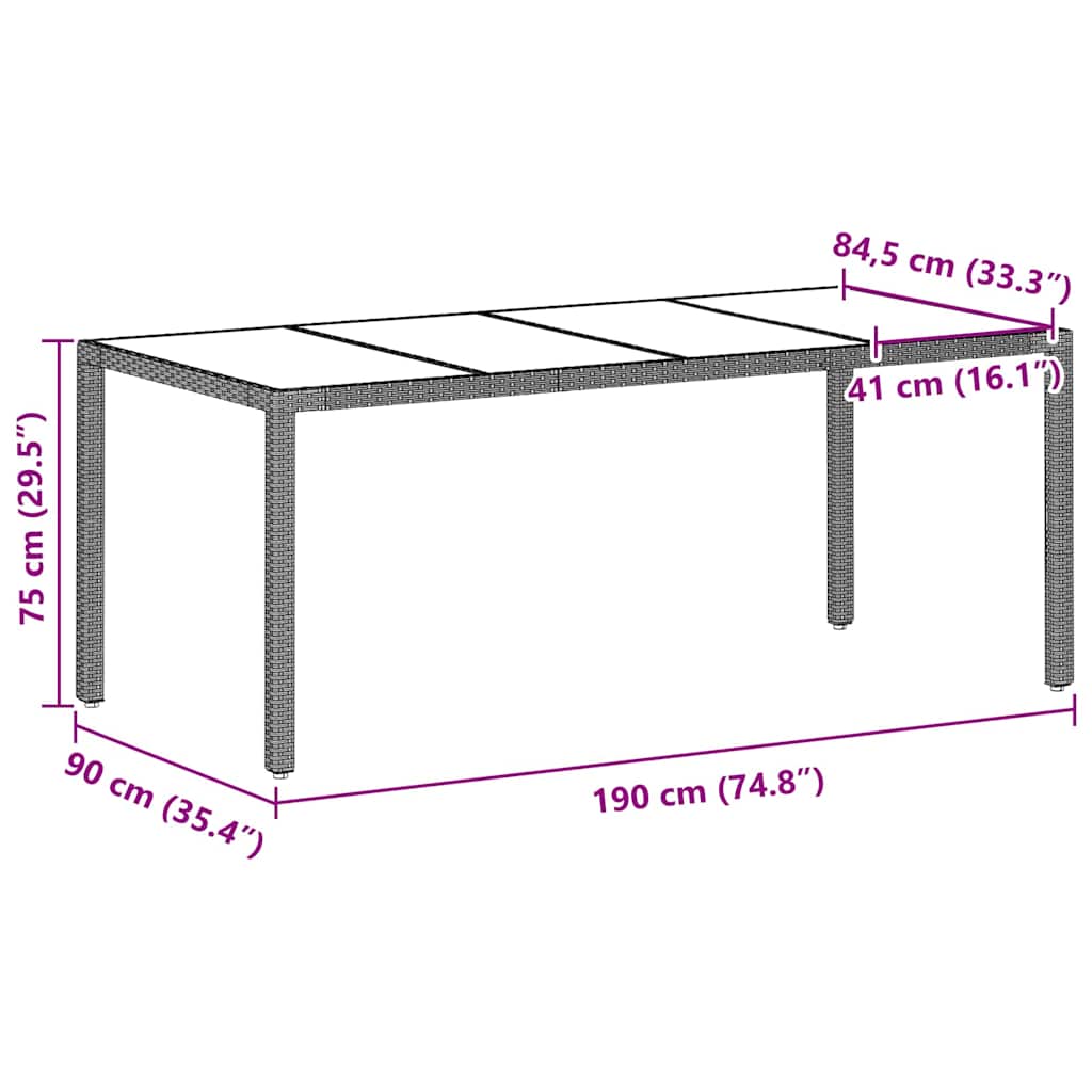 Σέτ φαγητού για κήπο 9 pcs Ανοιχτό γκρι συνθετικό ρατάν