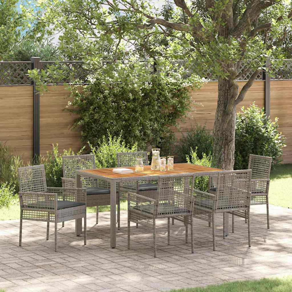 Σέτ φαγητού για κήπο 7 pcs Γκρι συνθετικό ρατάν - Pakobazaar