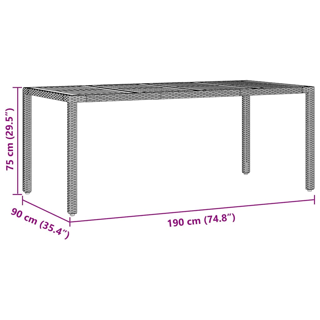 Σέτ φαγητού για κήπο 9 pcs Γκρι συνθετικό ρατάν
