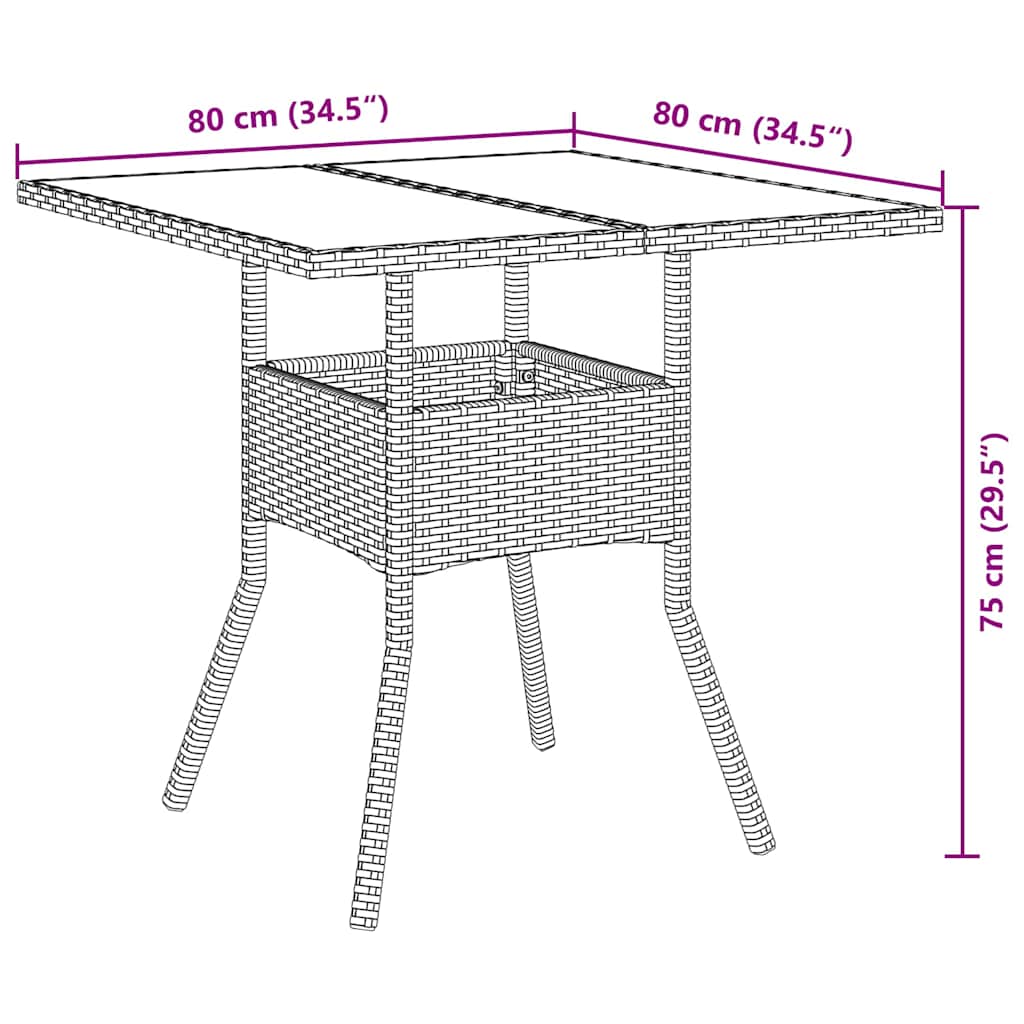 Σέτ φαγητού για κήπο 3 pcs Μαύρο συνθετικό ρατάν