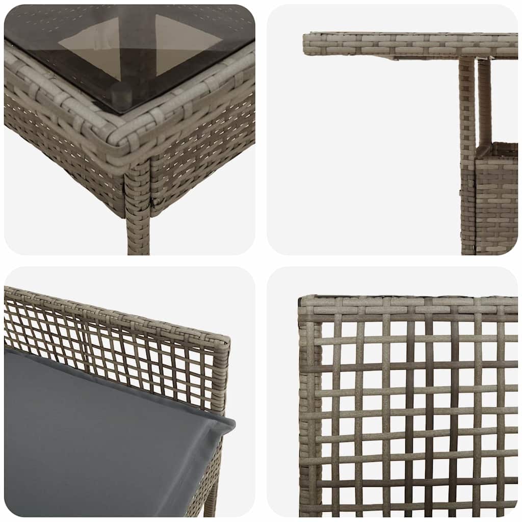 Σέτ φαγητού για κήπο 5 pcs Γκρι συνθετικό ρατάν - Pakobazaar