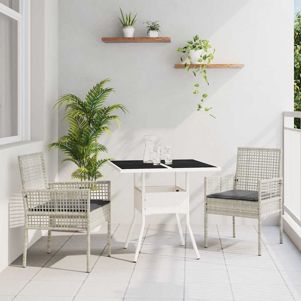 Σέτ φαγητού για κήπο 3 pcs Ανοιχτό γκρι συνθετικό ρατάν
