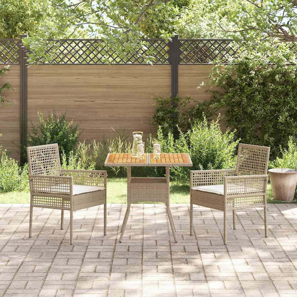 Σέτ φαγητού για κήπο 3 pcs Μπεζ συνθετικό ρατάν