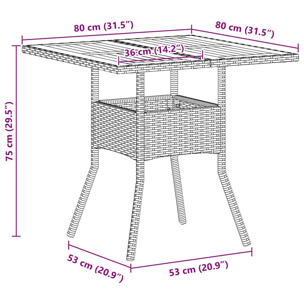 Σέτ φαγητού για κήπο 5 pcs Μπεζ συνθετικό ρατάν