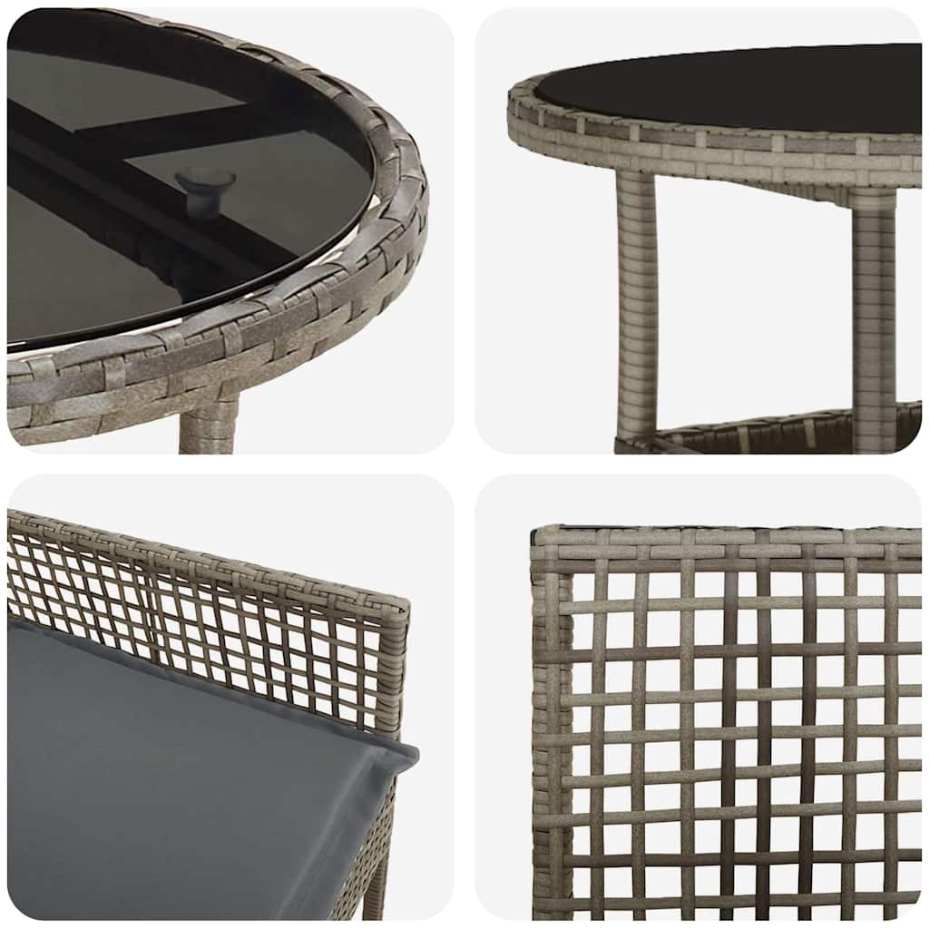 Σέτ φαγητού για κήπο 5 pcs Γκρι συνθετικό ρατάν - Pakobazaar