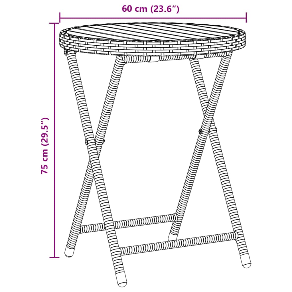 Σετ Μπιστρό Κήπου 3 pcs Γκρι συνθετικό ρατάν