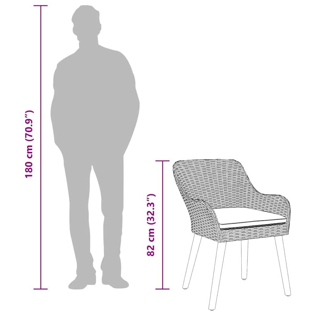Καρέκλα Κήπου 2 pcs Μαύρο 62.5 x 55 x 82 εκ συνθετικό ρατάν - Pakobazaar