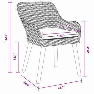 Καρέκλα Κήπου 2 pcs Γκρι 62.5 x 55 x 82 εκ συνθετικό ρατάν - Pakobazaar