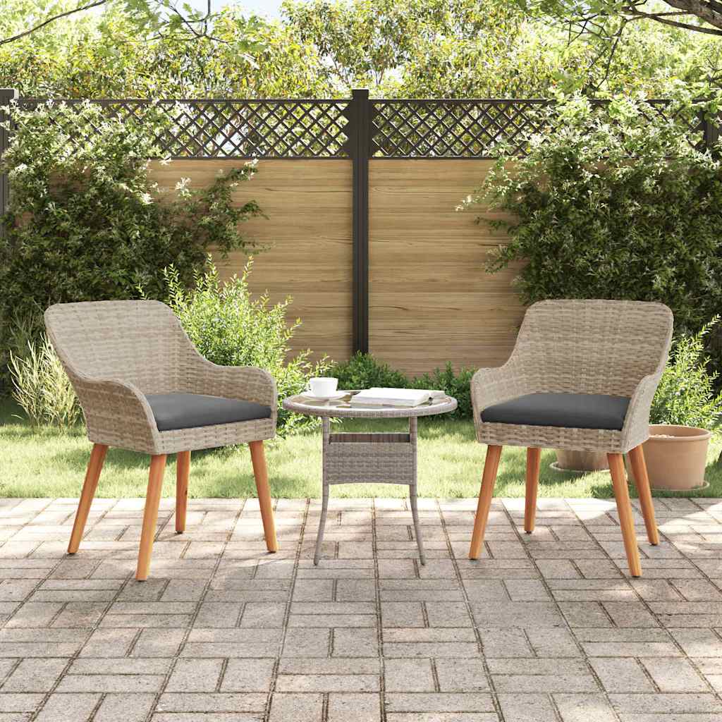 Καρέκλα Κήπου με μαξιλάρι 2 pcs Ανοιχτό γκρι 62.5 x 55 x 82 εκ - Pakobazaar