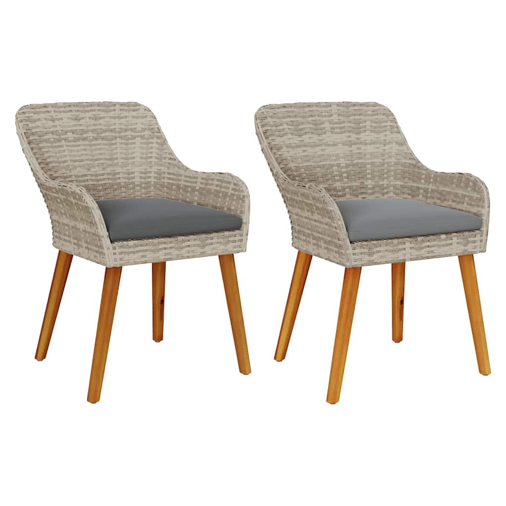Καρέκλα Κήπου με μαξιλάρι 2 pcs Ανοιχτό γκρι 62.5 x 55 x 82 εκ - Pakobazaar