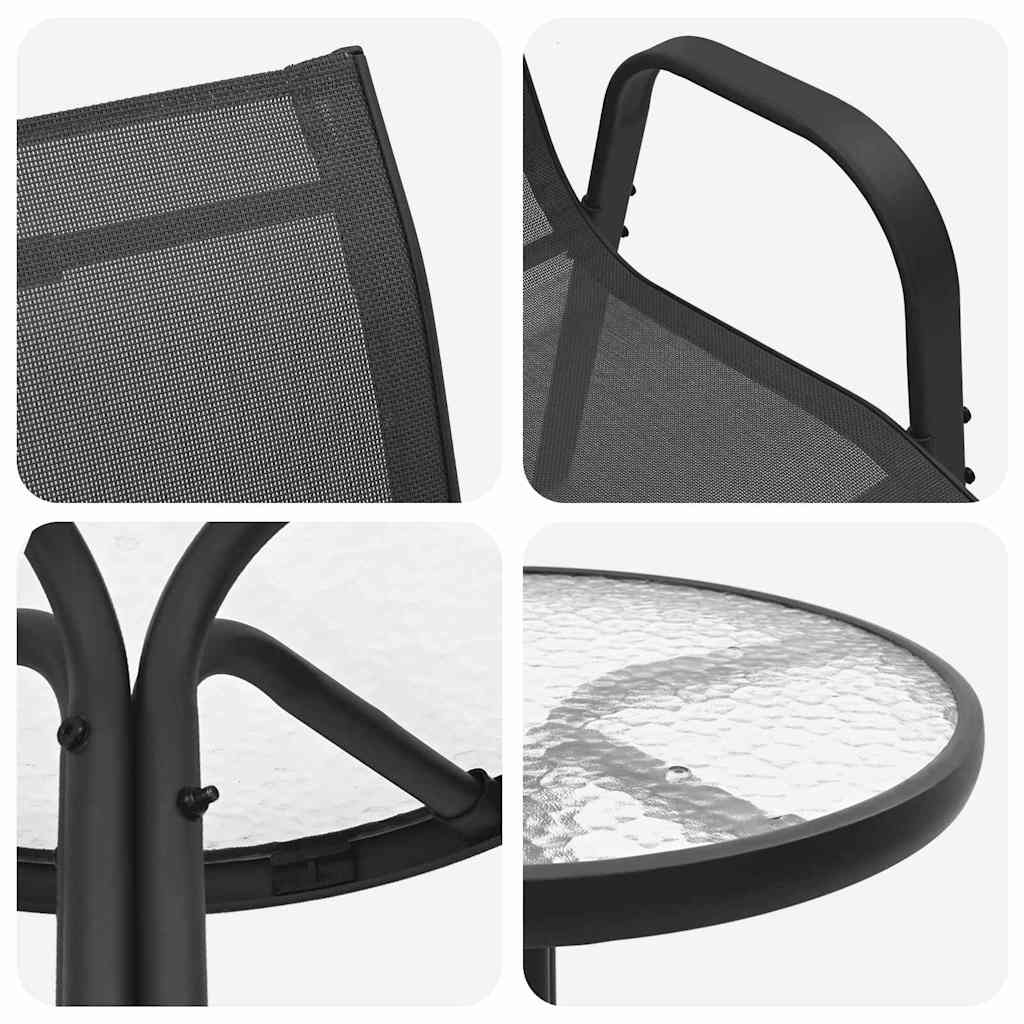 Σετ Μπιστρό Κήπου 3 pcs Μαύρο Ατσάλι - Pakobazaar