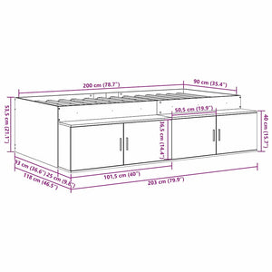 Σκελετός Κρεβατιού Λευκό 90 x 200 cm Επεξεργασμένο Ξύλο
