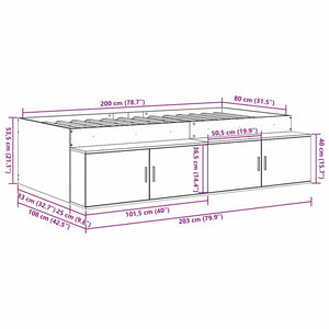 Σκελετός Κρεβατιού Λευκό 80 x 200 cm Επεξεργασμένο Ξύλο