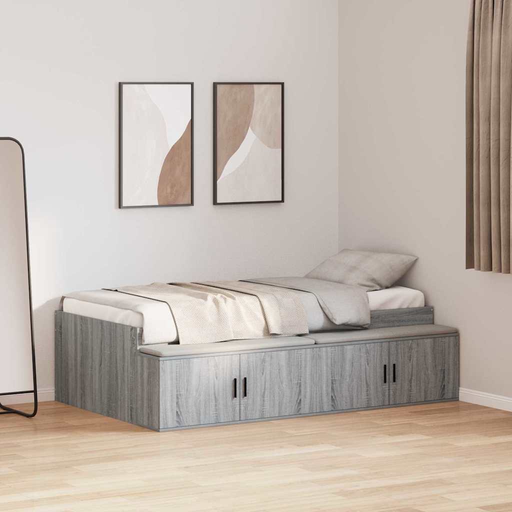 Σκελετός Κρεβατιού Γκρίζο Σονομα 90 x 190 cm Επεξεργασμένο Ξύλο - Pakobazaar