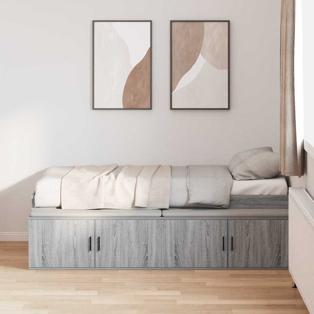Σκελετός Κρεβατιού Γκρίζο Σονομα 90 x 190 cm Επεξεργασμένο Ξύλο - Pakobazaar