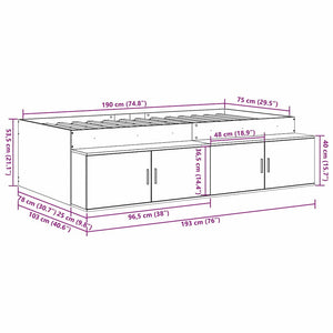 Σκελετός Κρεβατιού Λευκό 70 x 190 cm Επεξεργασμένο Ξύλο