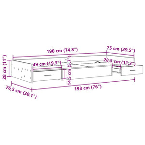 Σκελετός Κρεβατιού Λευκό 75 x 190 cm Επεξεργασμένο Ξύλο