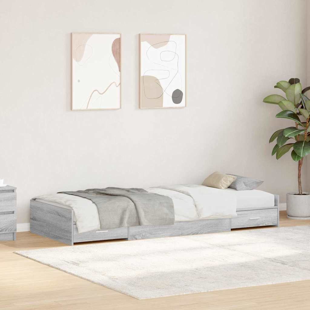 Σκελετός Κρεβατιού Γκρίζο Σονομα 75 x 190 cm Επεξεργασμένο ξύλο