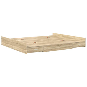 Κρεβάτι με αποθηκευτικό χώρο Δρύς Sonoma 200 x 200 cm - Pakobazaar