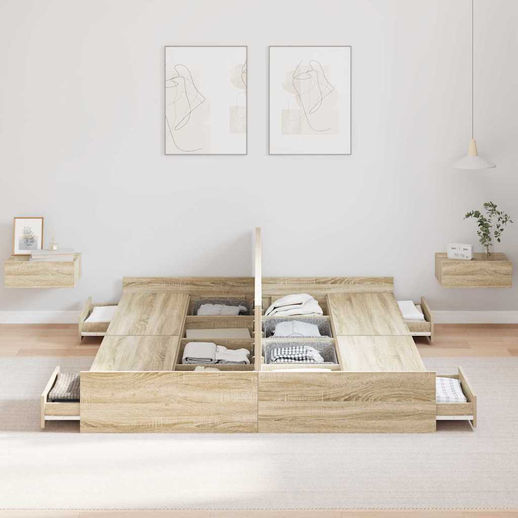 Κρεβάτι με αποθηκευτικό χώρο Δρύς Sonoma 150 x 200 cm