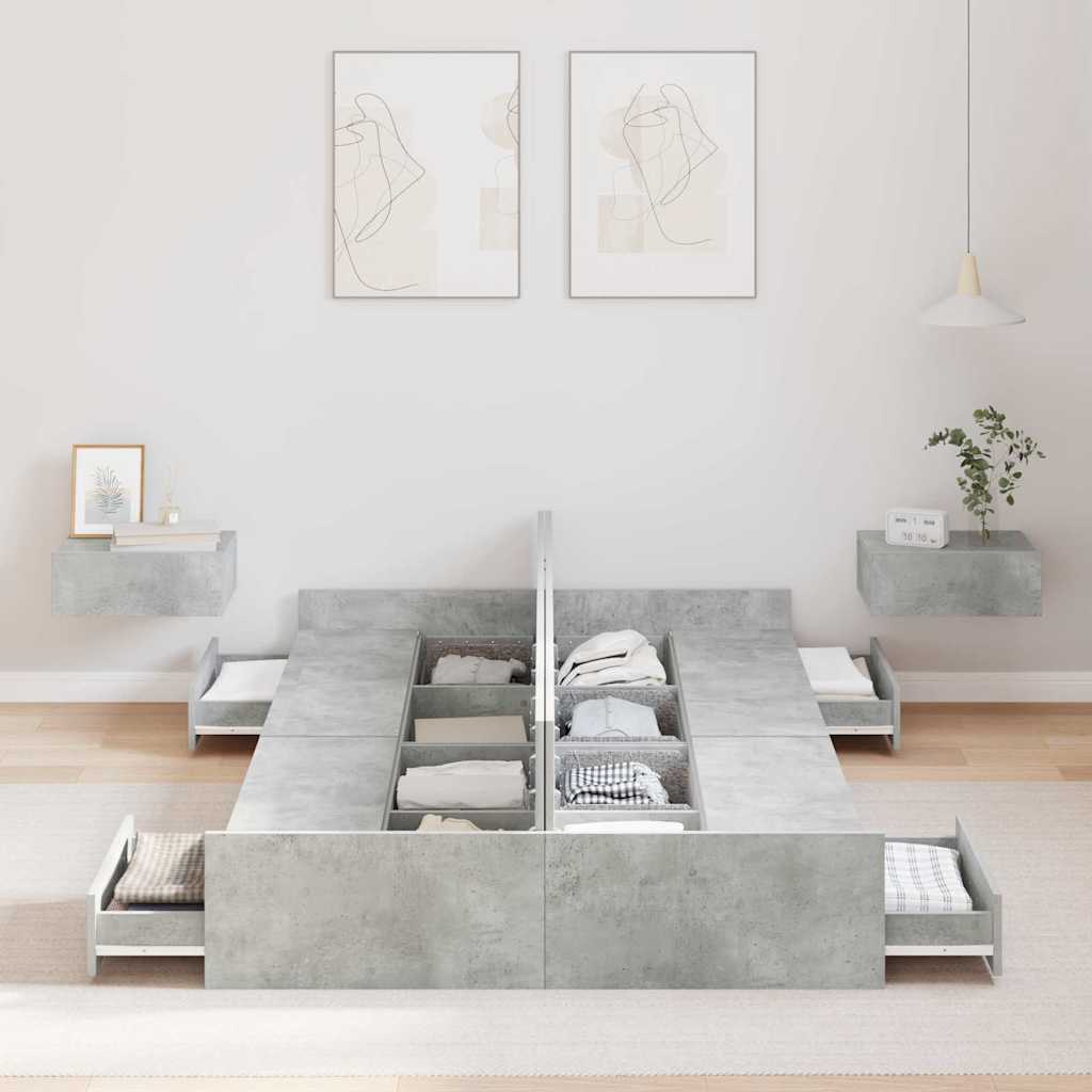 Κρεβάτι με αποθηκευτικό χώρο Σκυρόδεμα Γκρι 120 x 200 cm