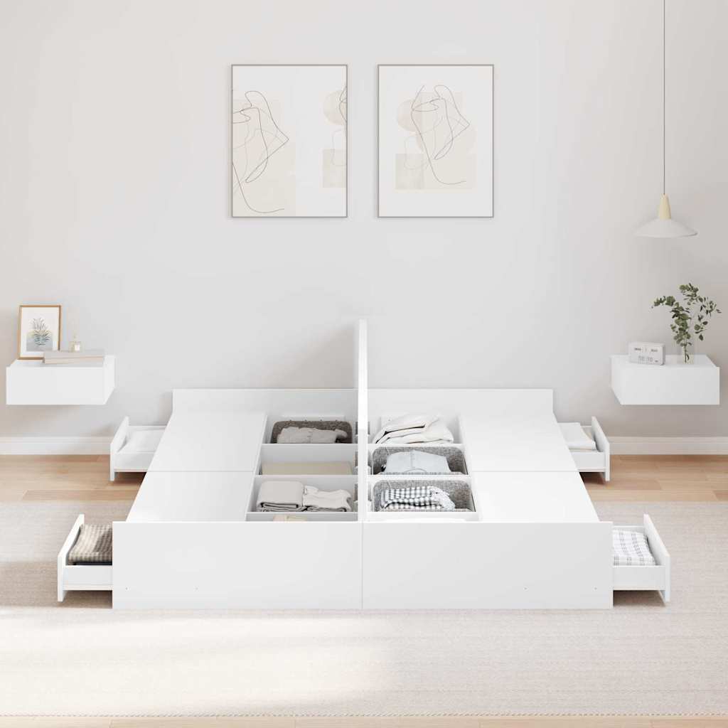 Κρεβάτι με αποθηκευτικό χώρο με κεφαλάρι Λευκό 135 x 190 cm