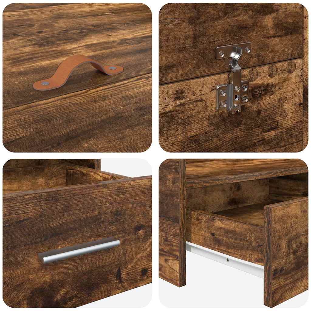 Κρεβάτι με αποθηκευτικό χώρο Καπνιστό Δρύς 135 x 190 cm