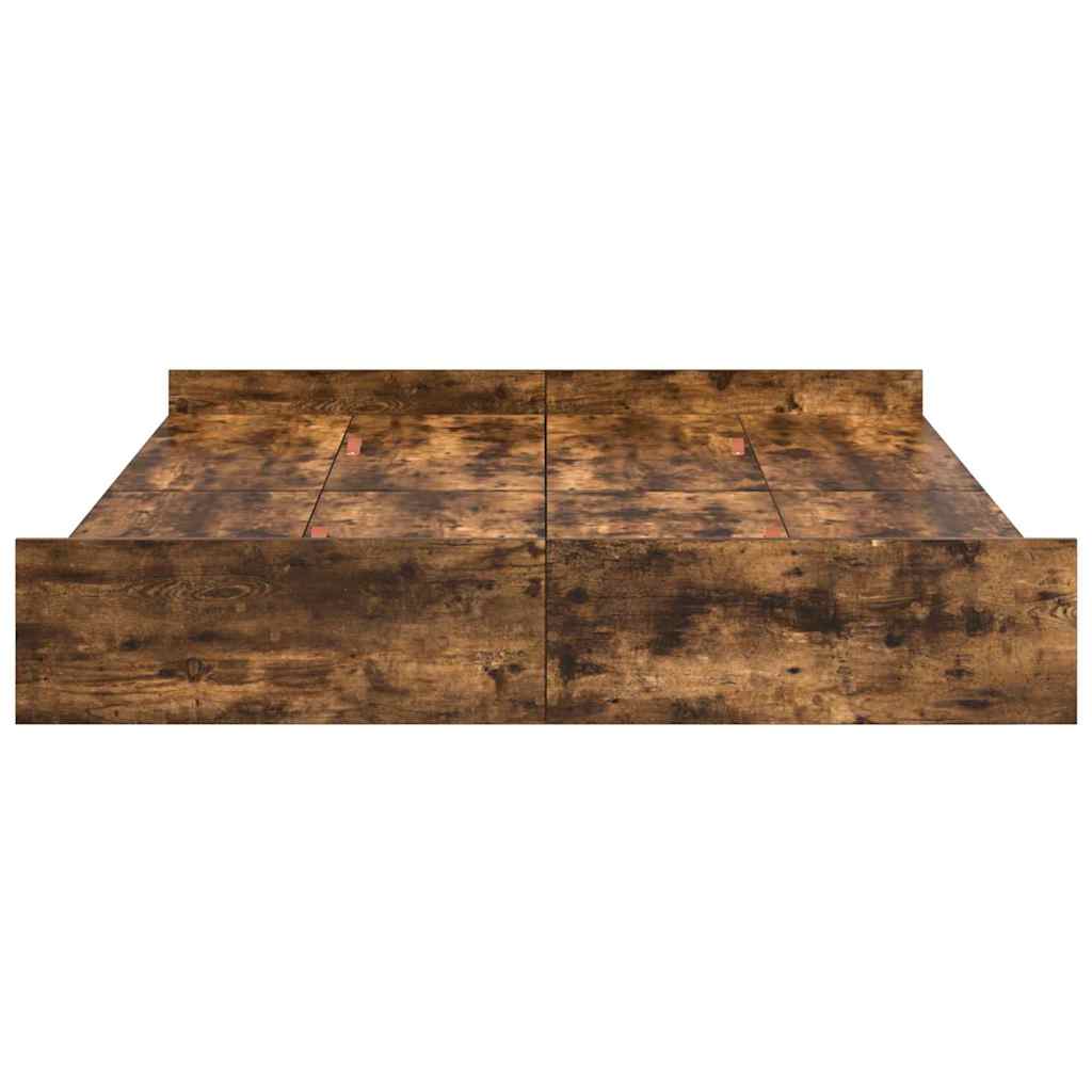 Κρεβάτι με αποθηκευτικό χώρο Καπνιστό Δρύς 135 x 190 cm