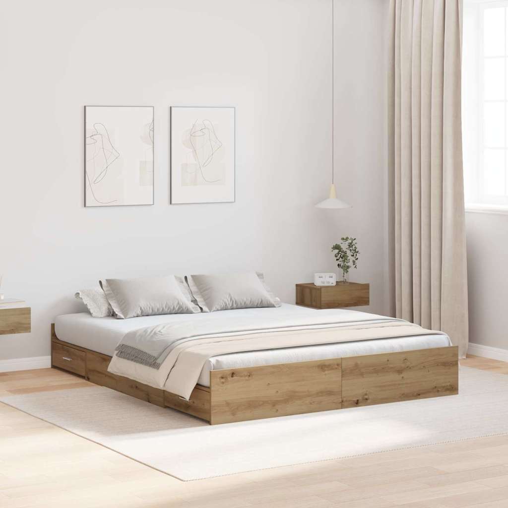 Κρεβάτι με αποθηκευτικό χώρο Artisan Oak 135 x 190 cm
