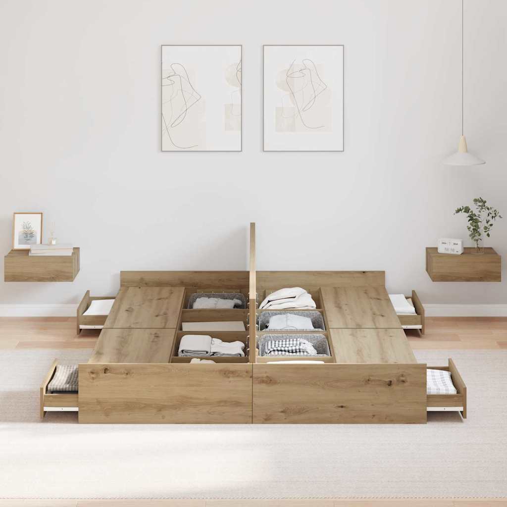 Κρεβάτι με αποθηκευτικό χώρο Artisan Oak 135 x 190 cm