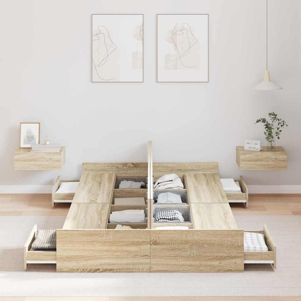 Κρεβάτι με αποθηκευτικό χώρο Δρύς Sonoma 120 x 190 cm
