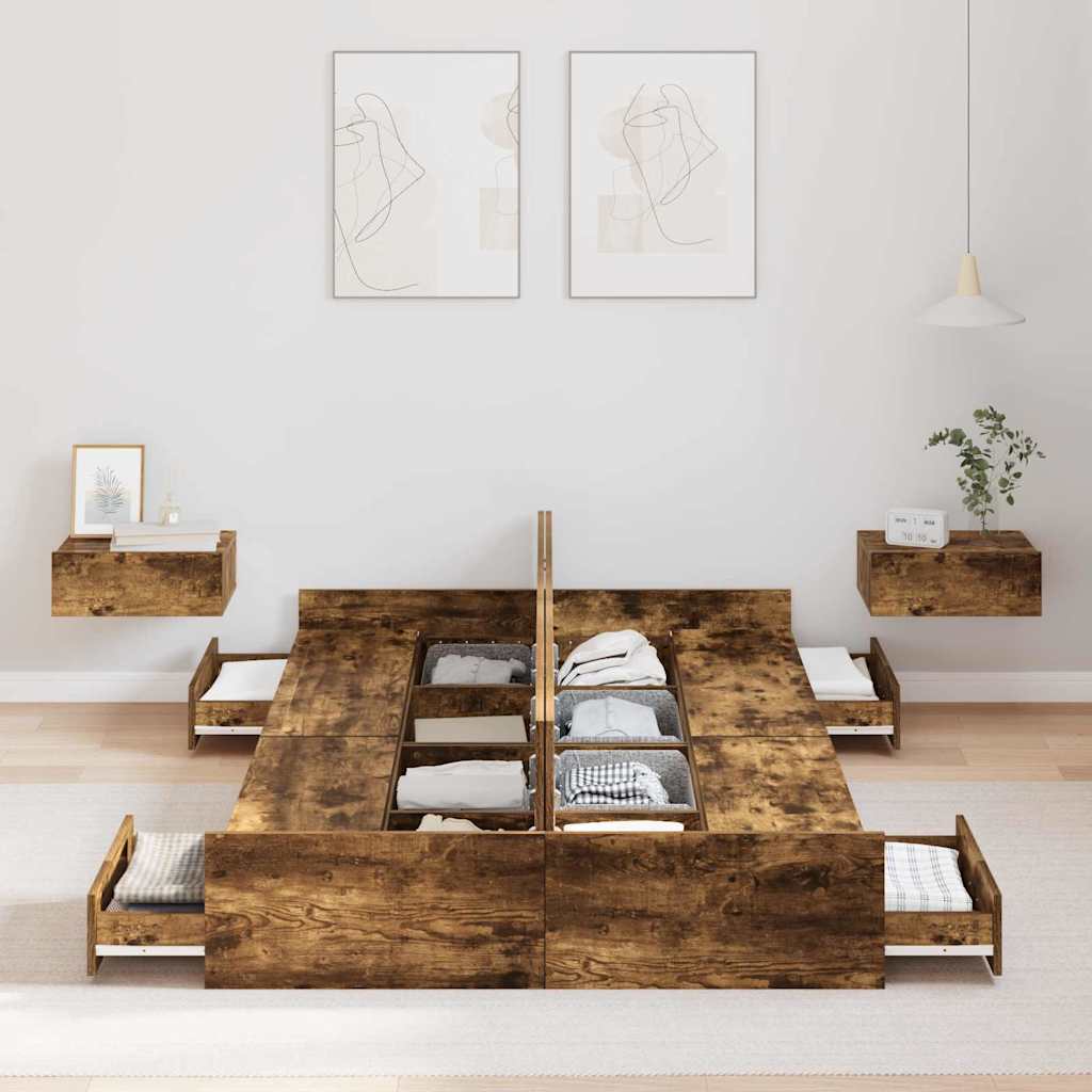 Κρεβάτι με αποθηκευτικό χώρο Καπνιστό Δρύς 120 x 190 cm