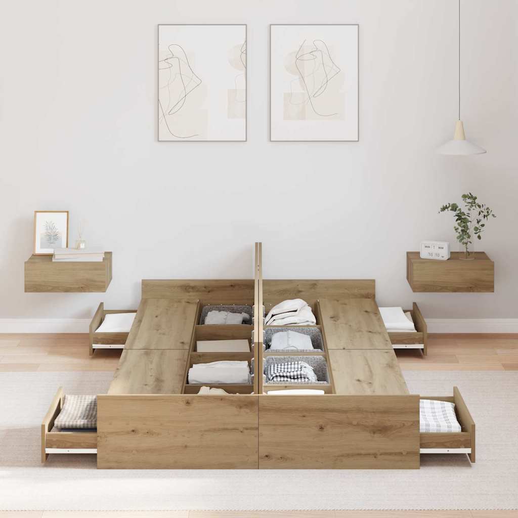 Κρεβάτι με αποθηκευτικό χώρο Artisan Oak 120 x 190 cm