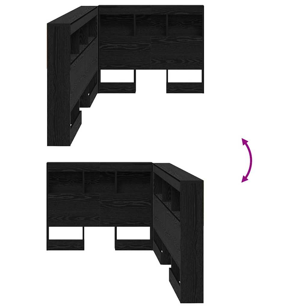 Κεφαλάρι Αποθήκης με ράφι Μαύρη Οξυά 100 cm Επεξεργασμένο ξύλο