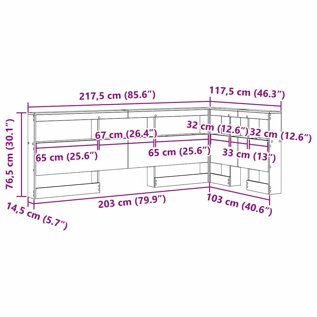Κεφαλάρι Αποθήκης με ράφι Μαύρη Οξυά 100 cm Επεξεργασμένο ξύλο