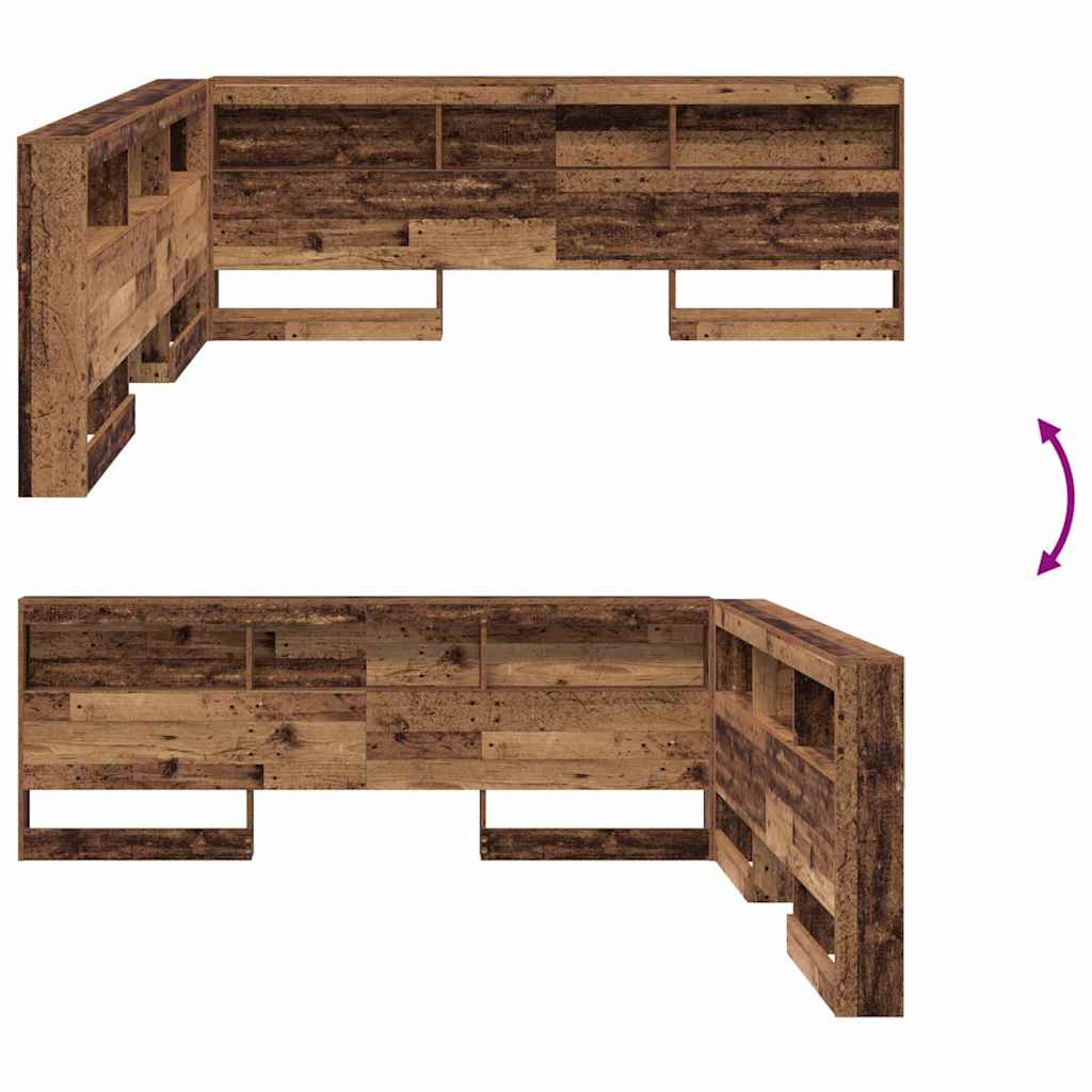 Κεφαλάρι Αποθήκης με ράφι Παλιό Ξύλο 200 cm Επεξεργασμένο ξύλο