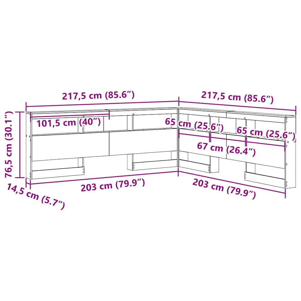 Κεφαλάρι Αποθήκης με ράφι Artisan Oak 200 cm Επεξεργασμένο ξύλο