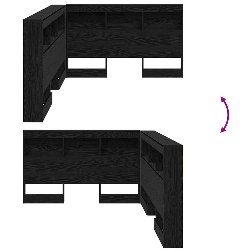 Κεφαλάρι Αποθήκης με ράφι Μαύρη Οξυά 120 cm Επεξεργασμένο ξύλο