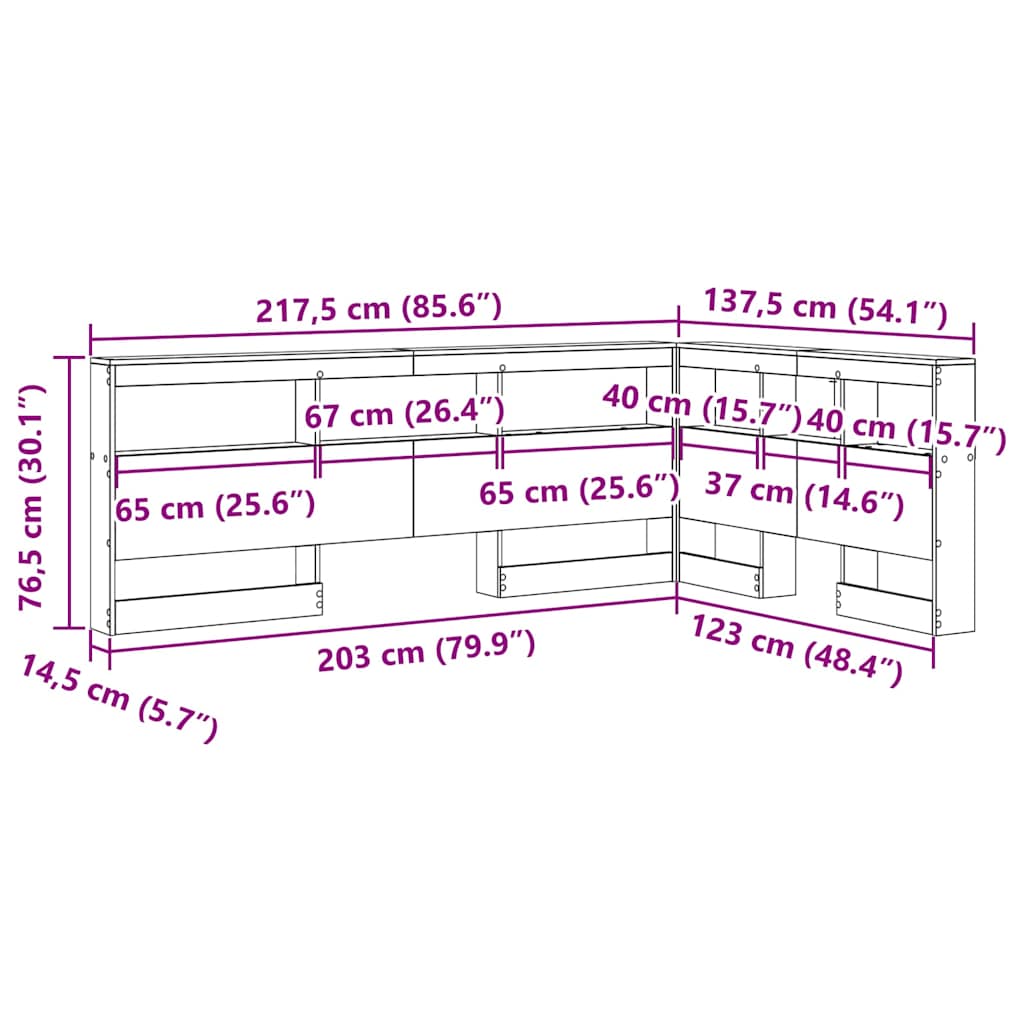 Κεφαλάρι Αποθήκης με ράφι Παλιό Ξύλο 120 cm Επεξεργασμένο ξύλο