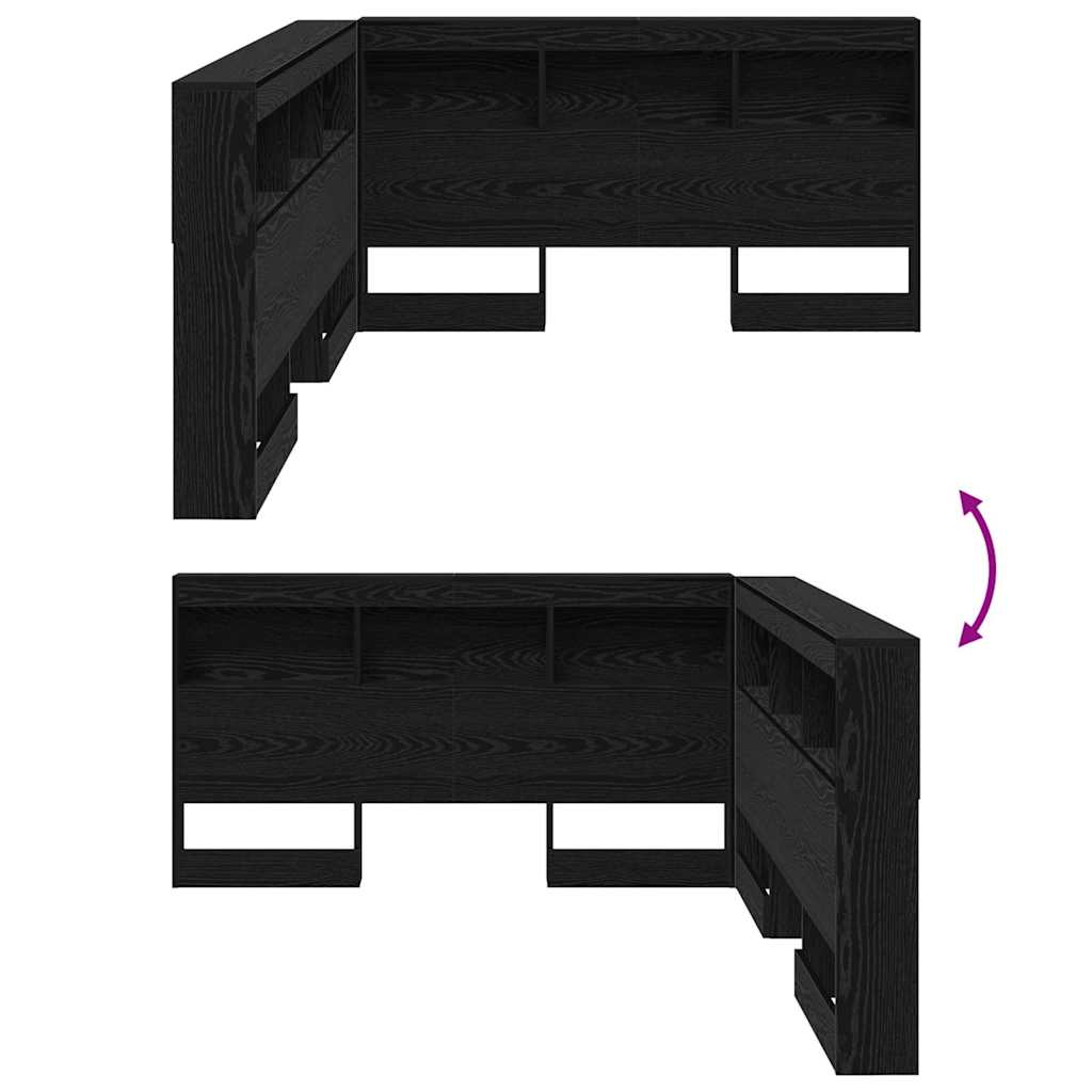Κεφαλάρι Αποθήκης με ράφι Μαύρη Οξυά 140 cm Επεξεργασμένο ξύλο - Pakobazaar